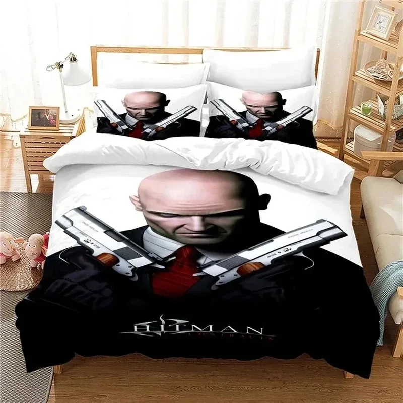 Game Hitman Killer Bedding Set Boys Girls Twin Queen Size Duvet Cover Pillowcase Bed Kids Adult Fashion Home Textileextile