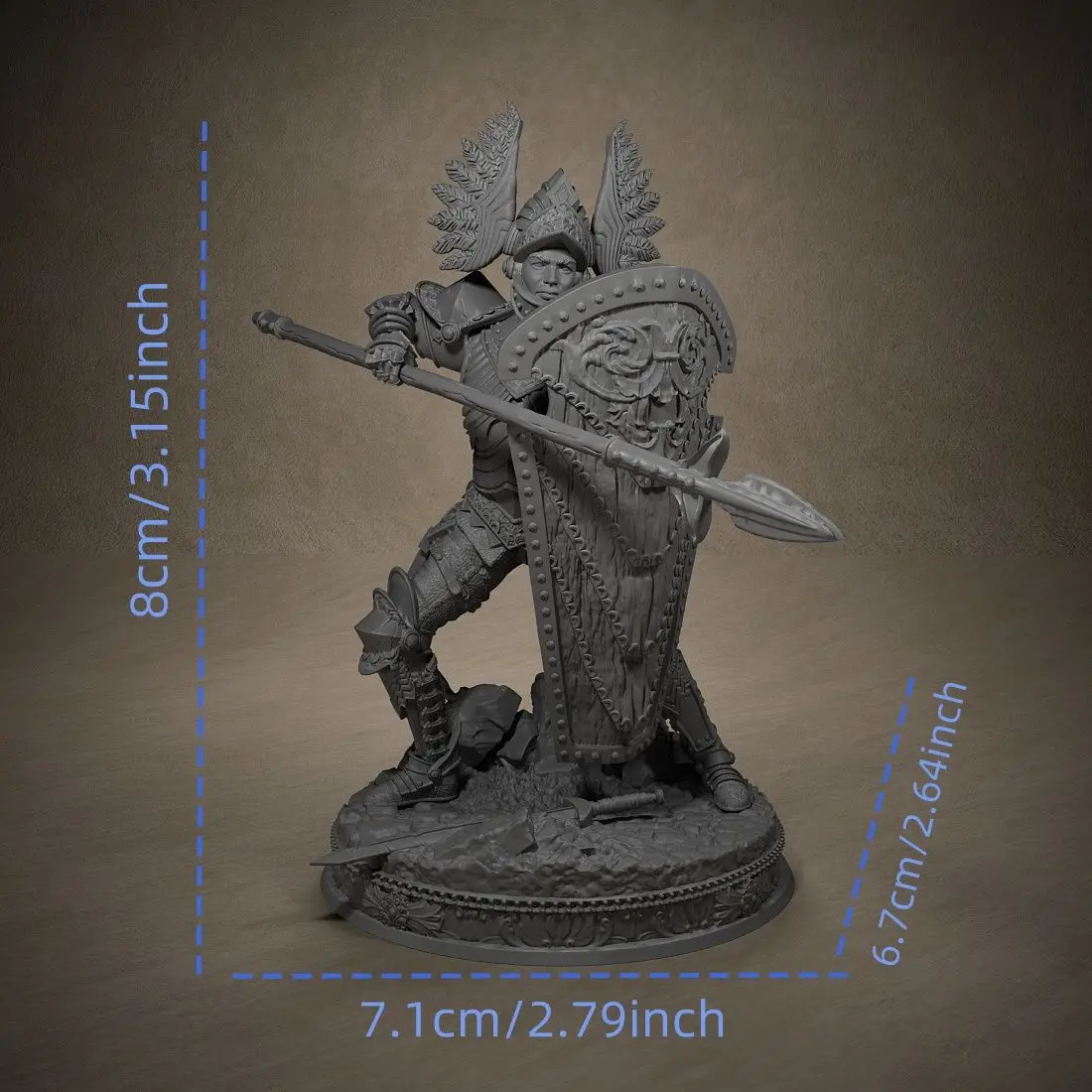 38/50/75mm Warrior Soldier 3D Printing Unassembled Unpainted Self-assembly Craft DIY Coloring Self-assembly Figurines