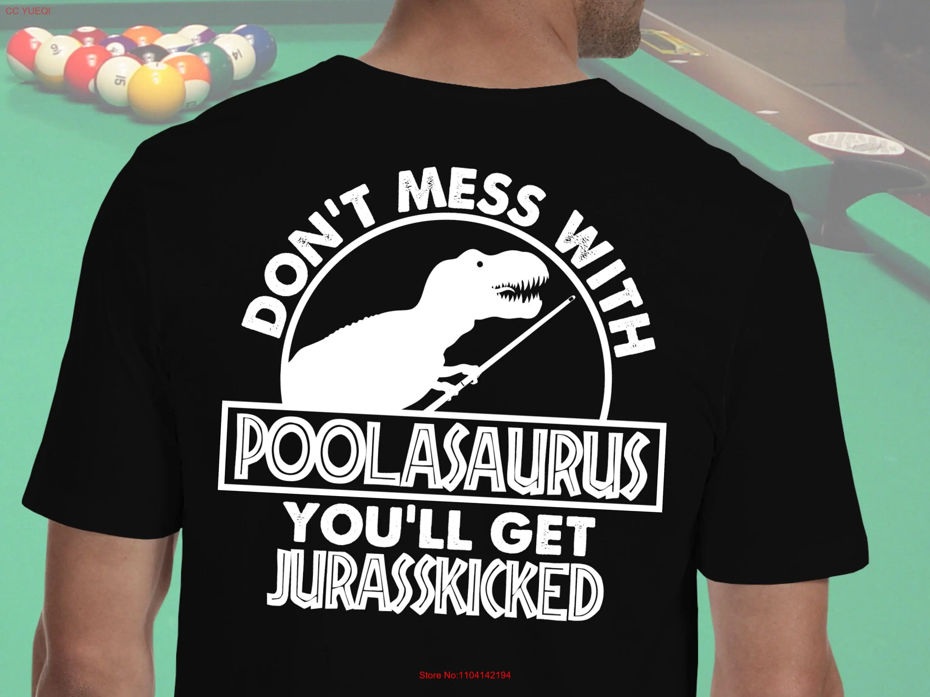 Pool gift shirt player man or woman billiard billiards poolasaurus bilar long or short sleeves