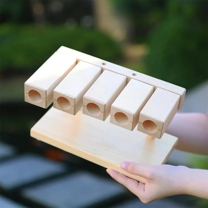 Musical Instruments Wooden Muyu Clapper 5 Tone Xylophone Percussion Instrument with Drumsticks Kids Educational