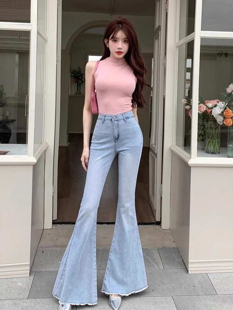 3D Butterfly Embellished and Sculpted Back Waist Design Petite Women Jeans High Waist Slight Flare for Summer