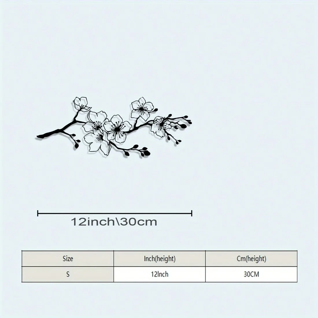 Flower Wall Art, Black Cherry Blossom Iron Decor, Modern Metal Wall Decor for Living Room, Indoor Outdoor Garden Hanging Art