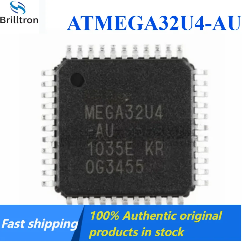 5-20PCS ATMEGA32U4-AU 8-bit Microcontroller with 16K Flash Memory and USB TQFP-44 Brand New Original in Stock, Fast Shipping.
