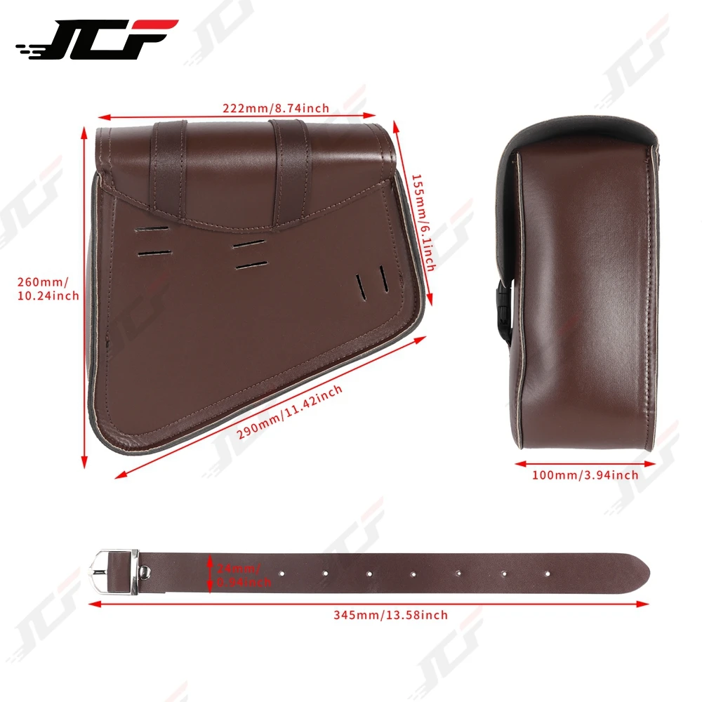 Motorcycle Side Saddle Bags PU Leather Swing Arm Tool Bag for Sportster XL883 1200 Honda Suzuki Universal Storage Saddlebags
