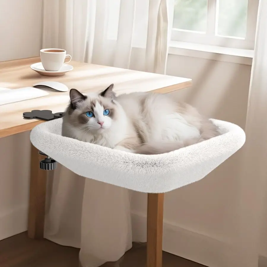 

Кровать для стола, вращающаяся бесшумная стабильность, кровать для кошачьего стола с эластичной губкой с эффектом памяти, съемный моющийся чехол на кровать, мягкий удобный