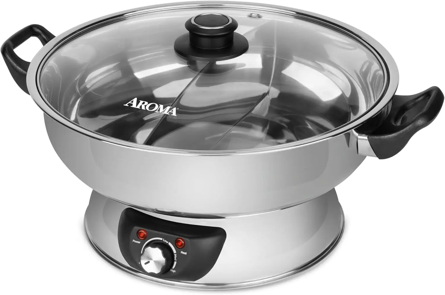 

Dual-Sided Shabu Hot Pot, 5Qt, Stainless Steel,3 Uncooked/6 Cups Cooked Rice Cooker, Steamer, Multicooker, 2-6 cups, Black