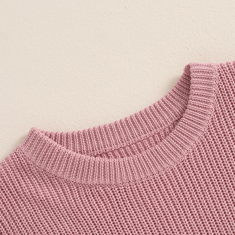 Family Matching Sweaters Mommy and Me Letter Embroidery Round Neck Knitwear Comfortable Spring Autumn Kids Pullover Tops