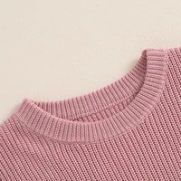 Family Matching Sweaters Mommy and Me Letter Embroidery Round Neck Knitwear Comfortable Spring Autumn Kids Pullover Tops 4