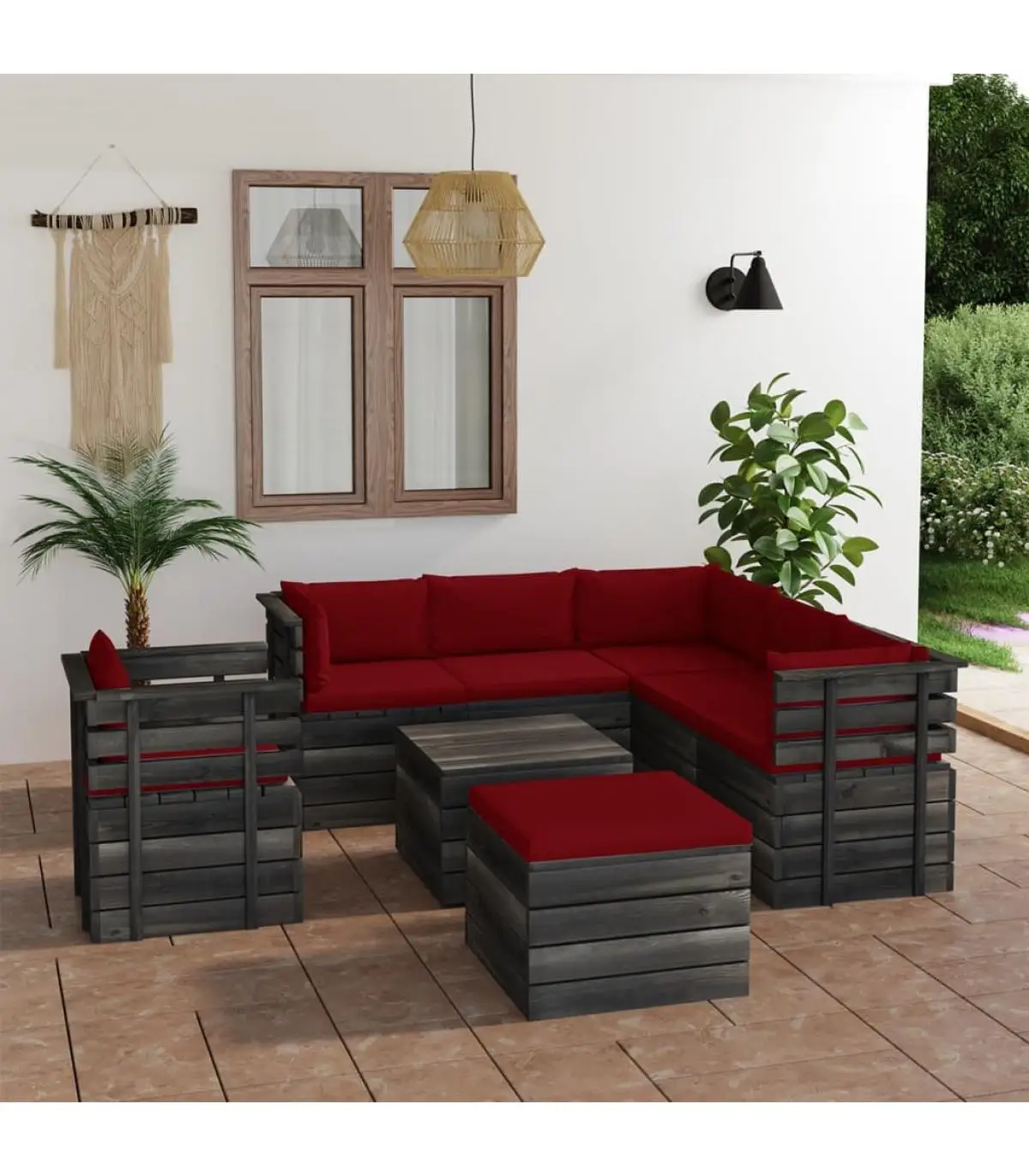 Garden sets pallet garden furniture 8 PCs Pine solid wood cushions