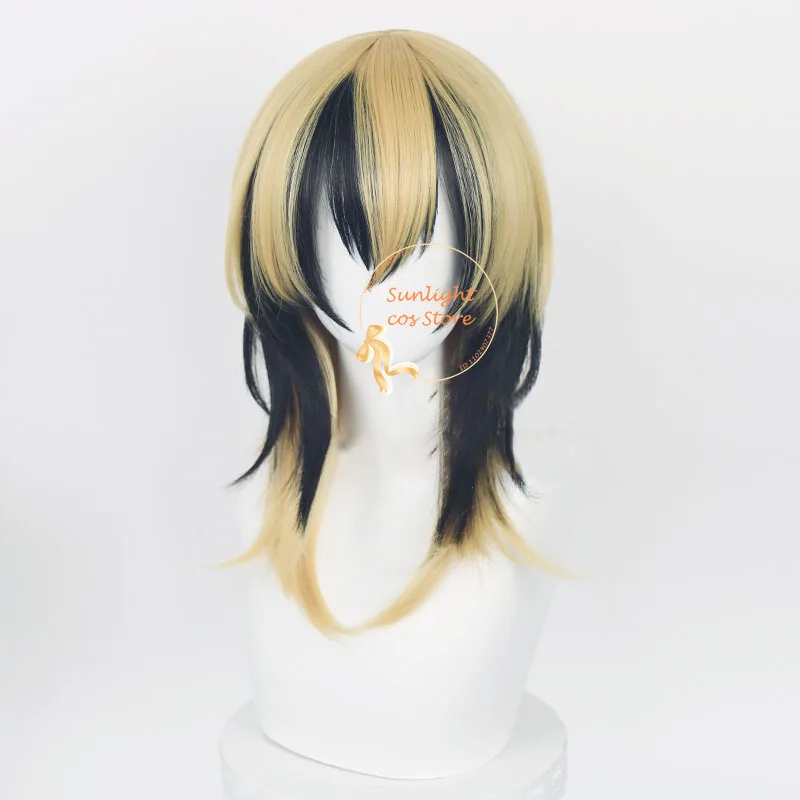 50cm Rindou Haitani Ran Haitani parrucca Cosplay uomo nero misto dorato resistente al calore capelli sintetici In magazzino parrucche per feste + cappuccio per parrucca