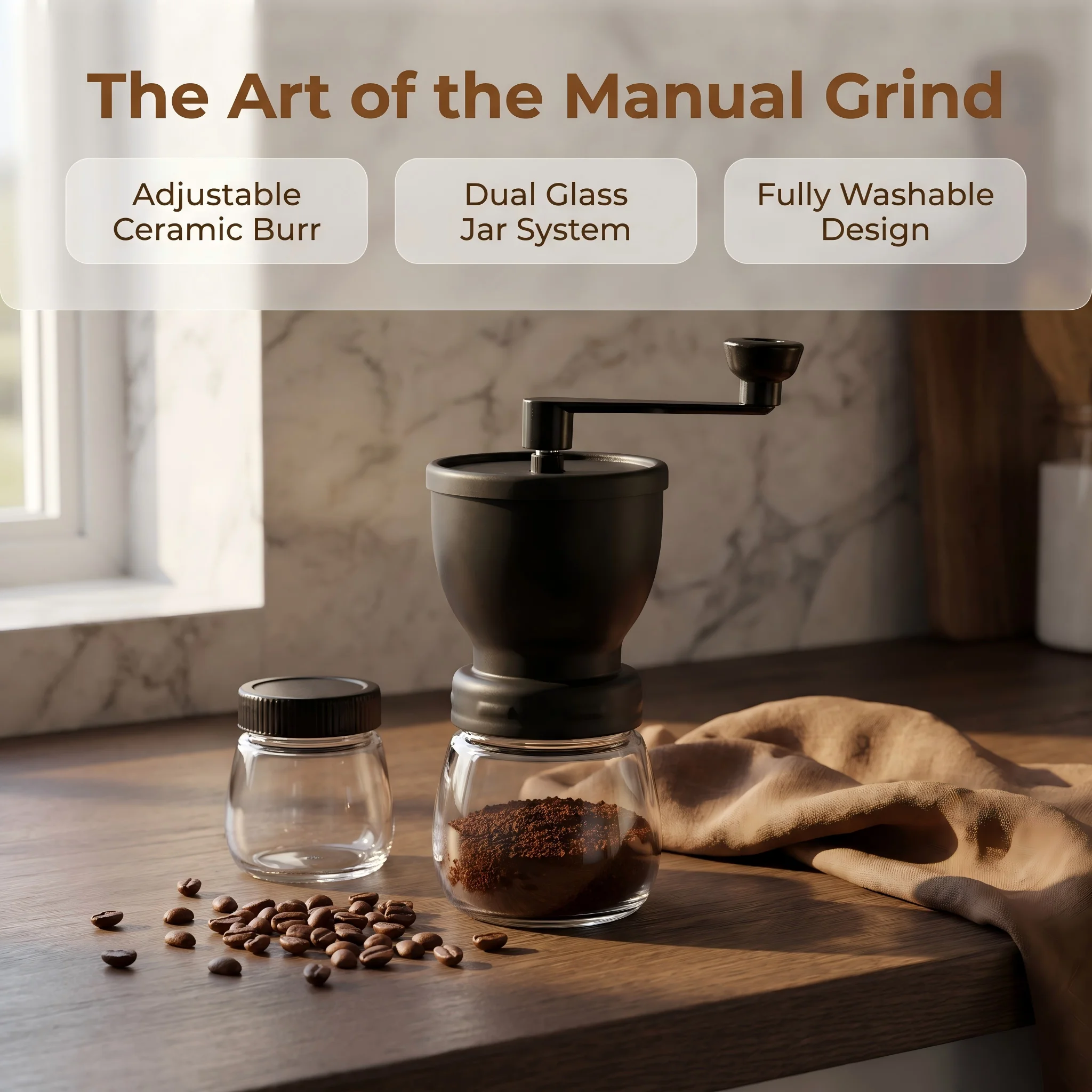 Portable Manual Coffee Grinder - Burr Hand Grinder 评论和价格