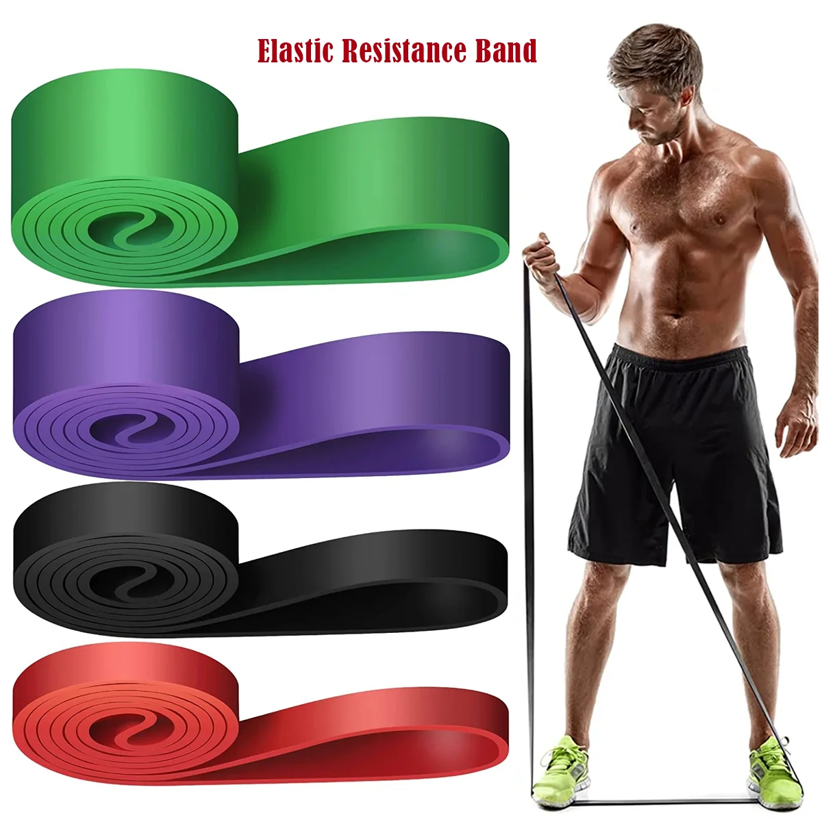 Tough Latex Elastic Rubber Resistance Band,Gym Strength Rubber Band,Pull-Ups Expander Pilates Training Fitness Equipment Unisex