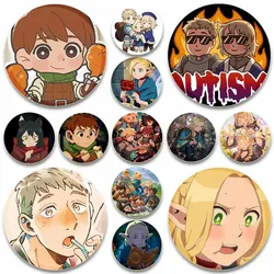 Delicious in Dungeon Tinplate Pin Round Cartoon Snap-in Brooch for Backpack Cothes Accessories Anime Collection Badge Decoration