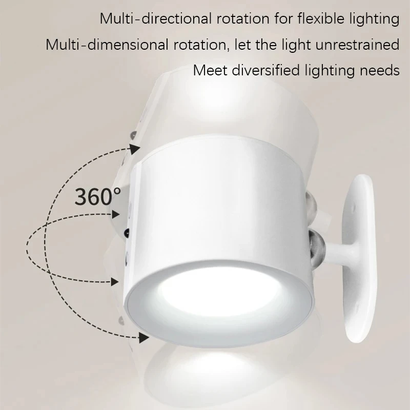 مصباح حائط يعمل باللمس قابل لإعادة الشحن عبر USB، مصباح حائط مزدوج الجوانب مع جهاز تحكم عن بعد 360 درجة °   ضوء ليلي مغناطيسي قابل للدوران 3 ألوان