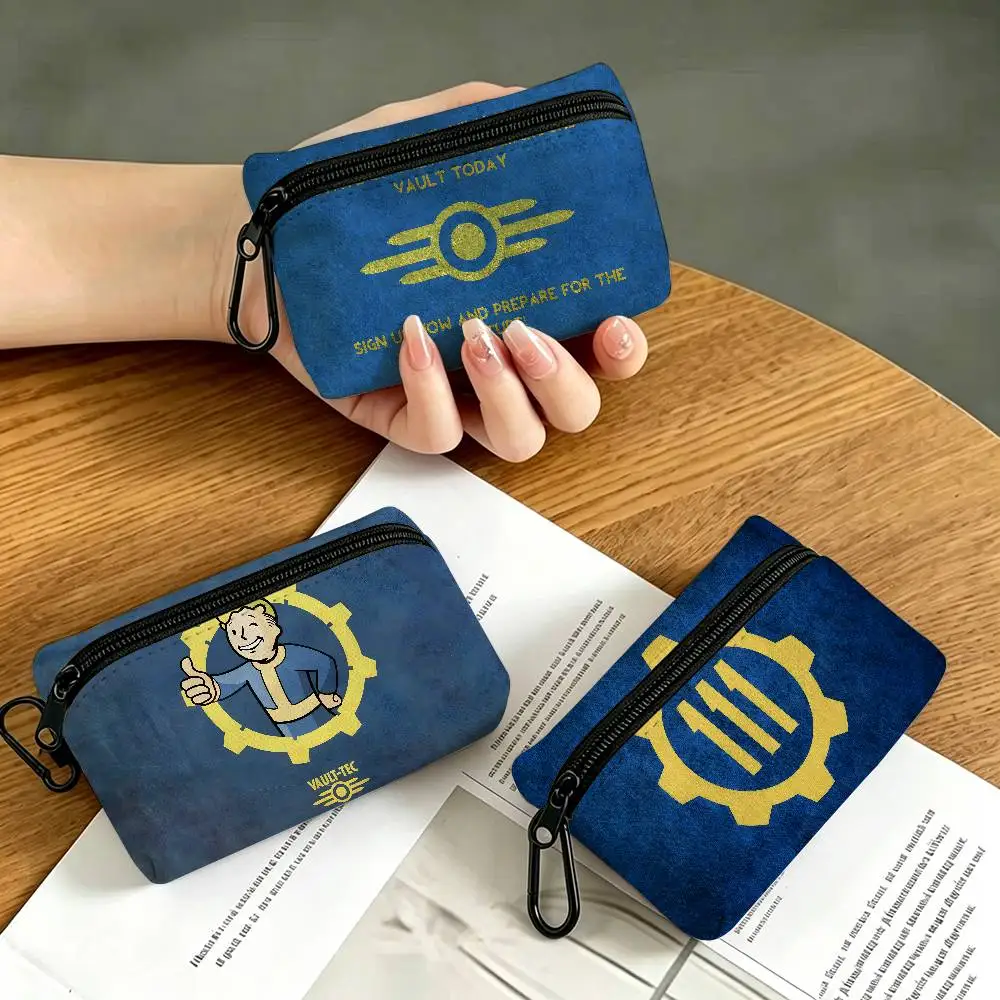 Games V-Vault Tec Game Anime Wear-resistant Oxford Cloth Coin Purse Portable Backpack Hanging Card Storage Bag