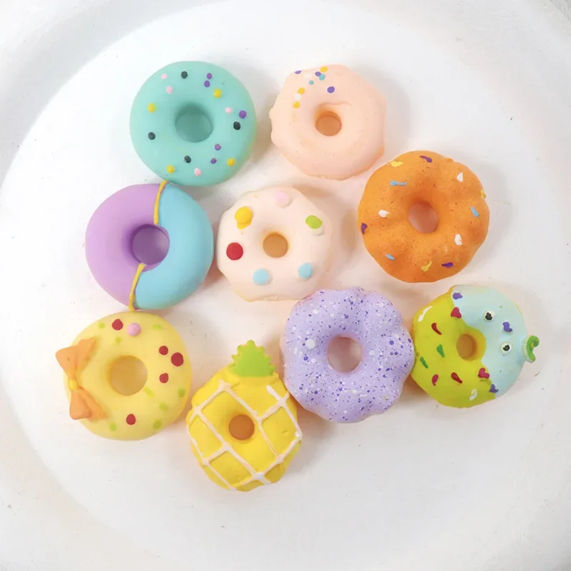 10/100PCS Resin Kawaii Matte Candy Round Donut Flat Back Stone Cartoons Scrapbook Figurines DIY Bow Decor Accessories Crafts