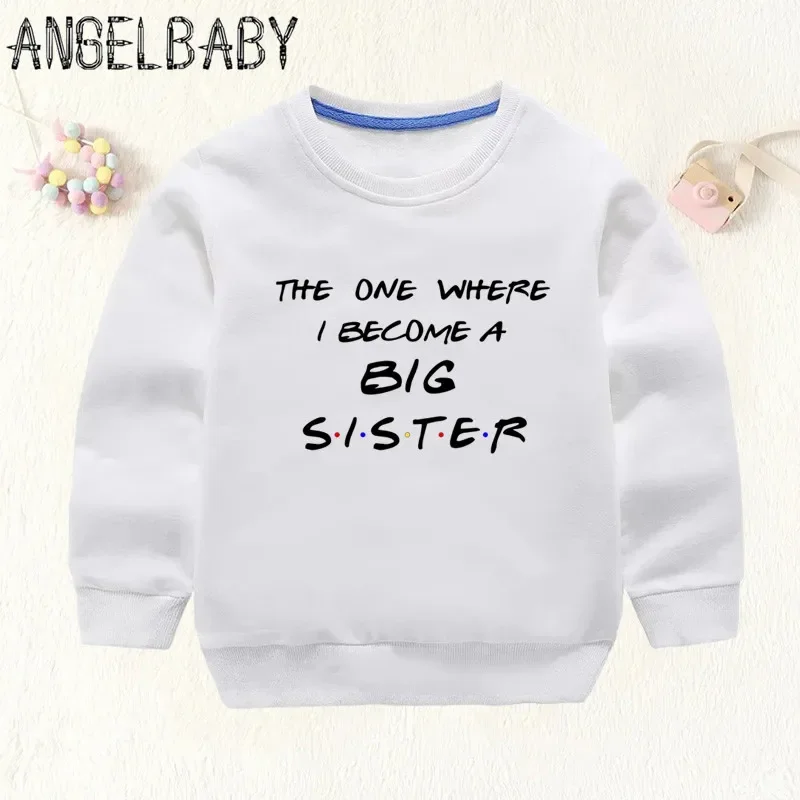 I\'m Being Promoted To Big Sister 2024 Print Kids Sweatshirts Announcement Mommy Pregnant Girls Clothes Baby Children Hoodies