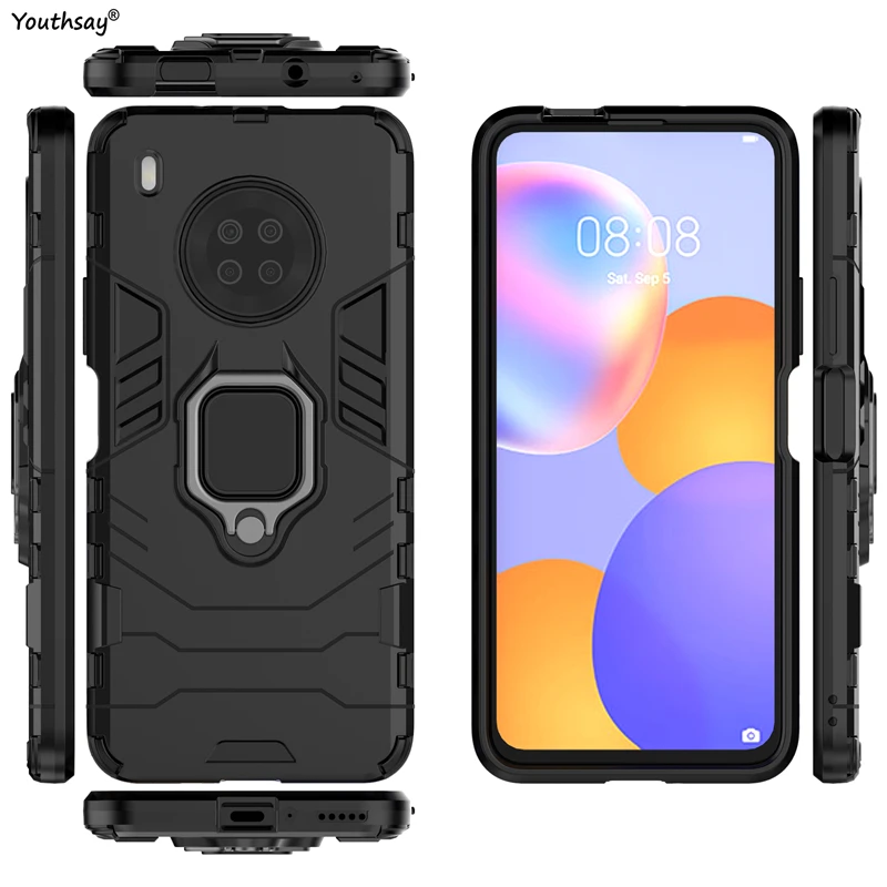 For Huawei Y9A Case Protective Case For Huawei Y9A Cover Armor Silicone Shell Fundas Finger Ring Cover For Huawei Y9A Case