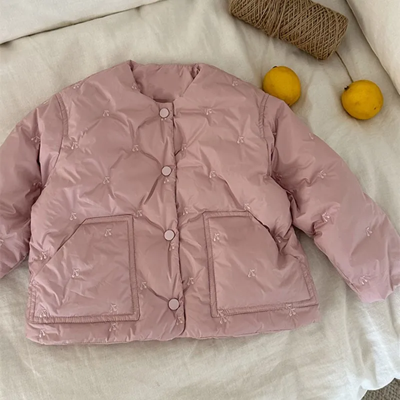 BP Giubbotti Addensare Caldo Piumino Tinta unita Capispalla per bambini Abbigliamento Inverno Cherry Snow Suit Ragazzi Ragazze Outfit