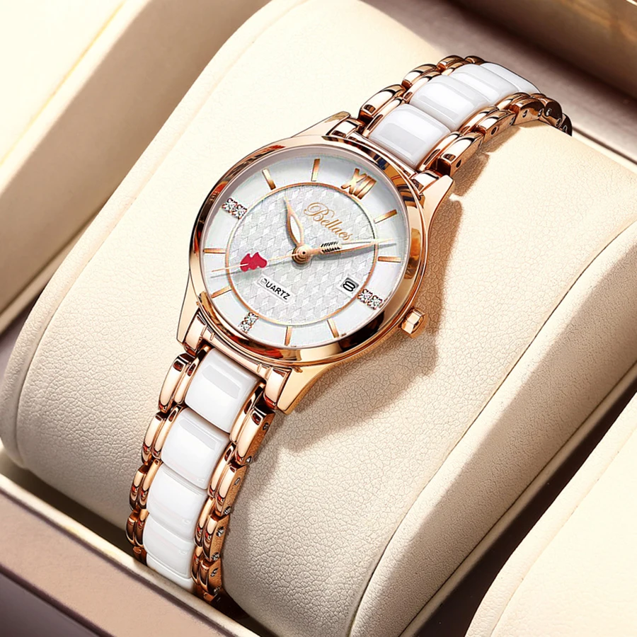 Fashion Women's Watch Heart Pointer Round Stainless Steel Quartz Waterproof Watch Gift