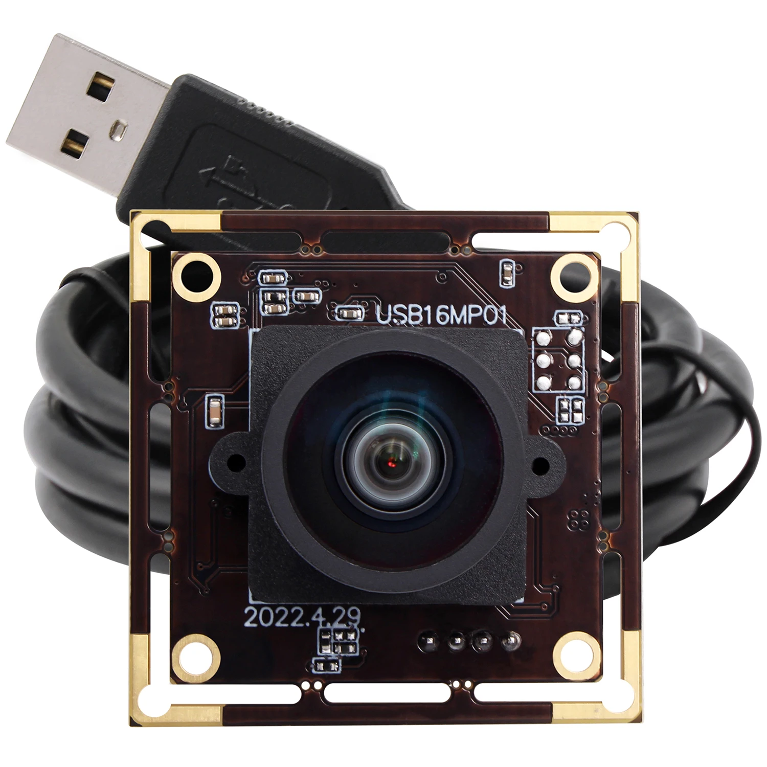2026 IMX298 Webcam Module Color Sensor 16MP Wide Angle 118 Degree Low Distortion Lens Mini USB Camera Module for CCTV Security