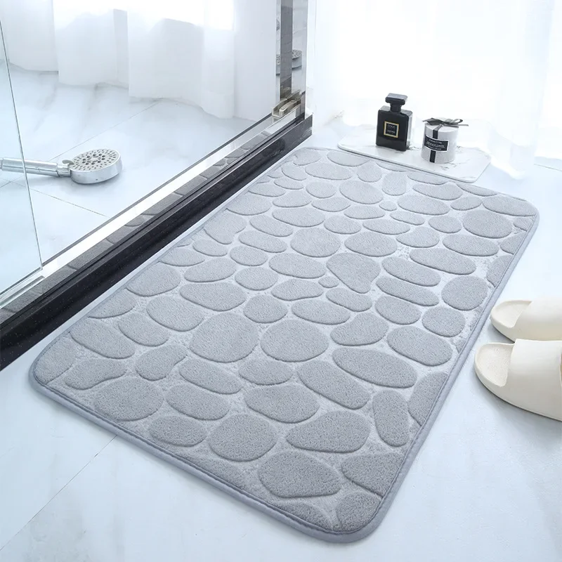 Soft Non-slip Carpets Bathroom Foot Mat Cobblestone Embossed Bath Mats Absorbent Doormat Quick Drying Memory Foam Foot Mat