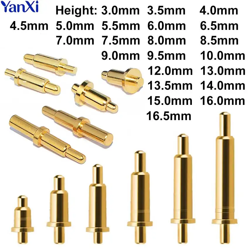 10pcs Pogo Pin Connector Pogopin Battery Spring Load Contact SMD Pin PCB 3 4 5 6 7 8 9 10 12 14 15 16 16.5 mm Test Spring Probe