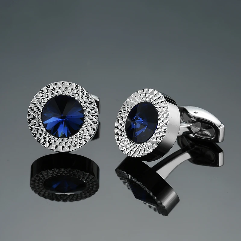 High quality men's French shirt crystal cufflinks, brand new Austrian brand cat eye stone noble crown cufflinks