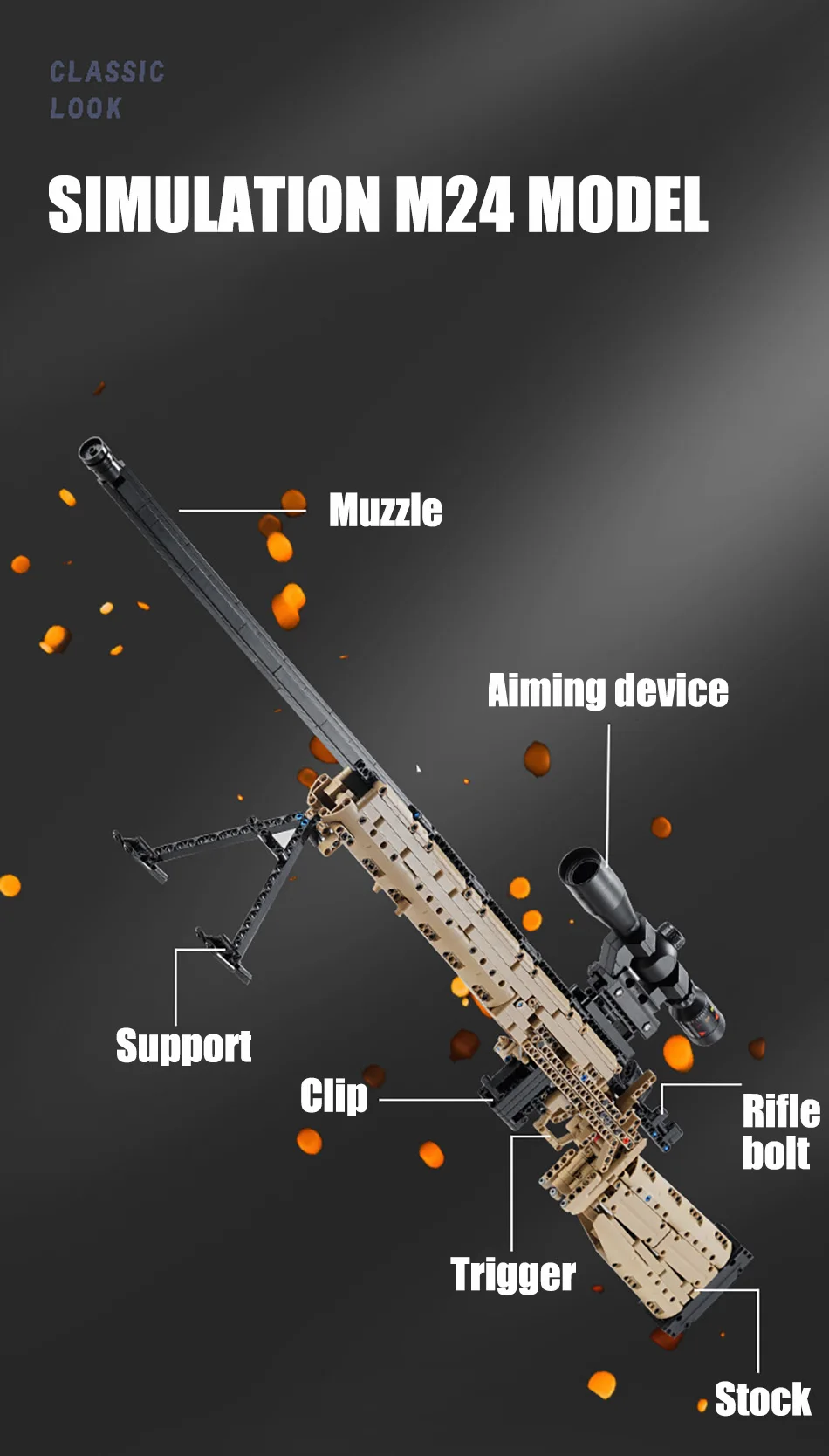 Militär-Gewehr MK14 Kampfgefeuerwaffe Armee M24 Scharfschützengewehr Modellbausatz Bausteine Spielzeug für Kinder Jungen Geschenke – Detail 13