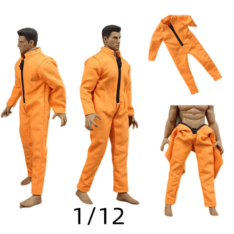 1/12 Men  Women Soldiers Clothes Accessories Prison Uniform 6 inch Shf Action Figure Body Doll Mezco Model Jumpsuit Diy