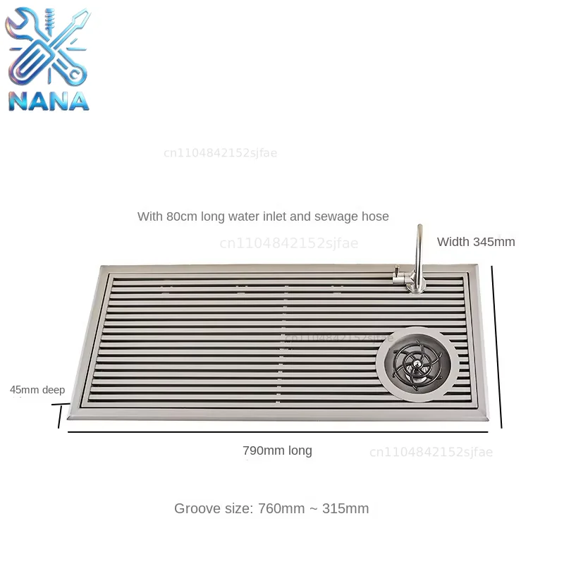 Stainless Steel Pitcher Rinser Sink Drain Tray Coffee Utensils Hand Brewing Table High Pressure Cup Washer for Kitchen Bar Cafe