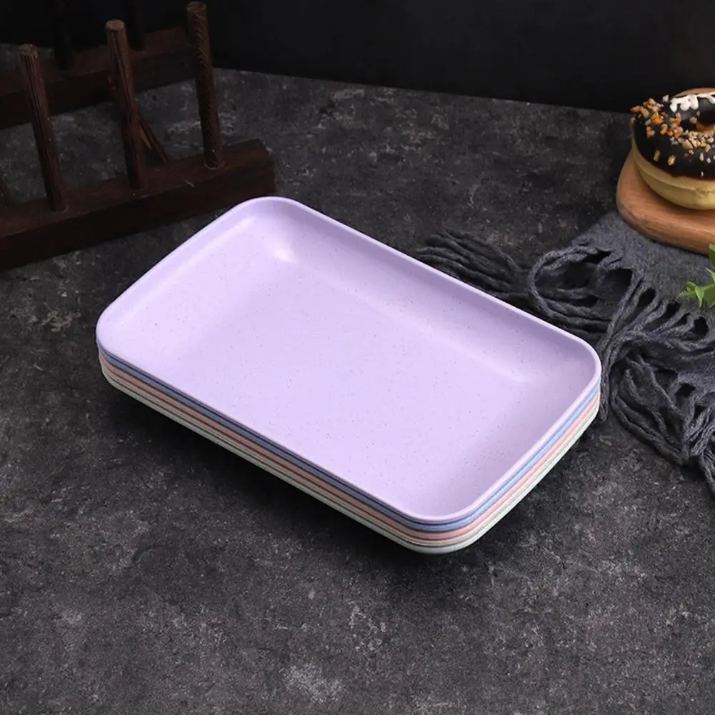 Food Tray 5 Colors Dessert Plate Long Lasting No Odor  Useful Modern Rectangle Snack Dessert Fruit Plate