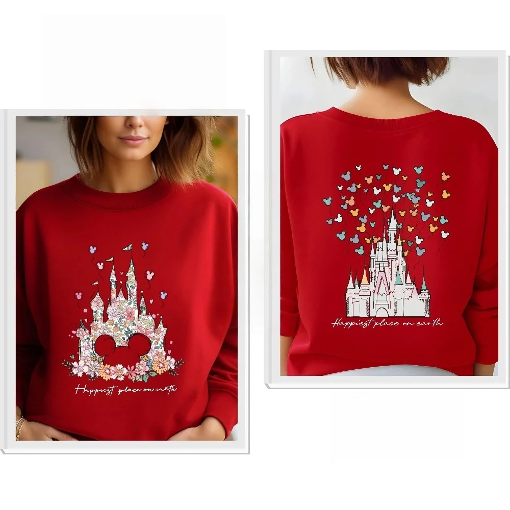 

2026 Four Seasons, пуловер с принтом Микки Диснея, популярная женская свободная и теплая повседневная спортивная рубашка для пар, топ