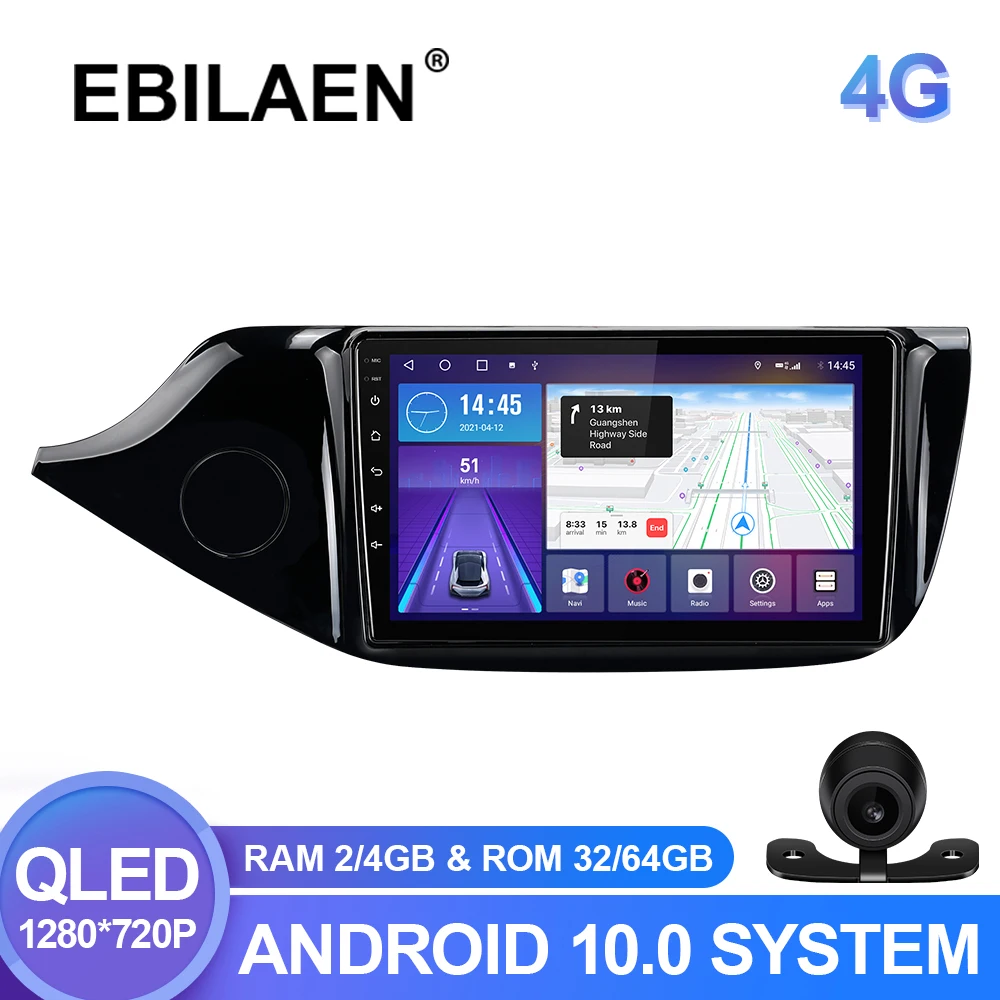 

EBILAEN Car Multimedia Player For Kia CEED Cee'd 2 JD 2012-2016 Android 12.0 Autoradio GPS Navigation DSP IPS Headunit Camera