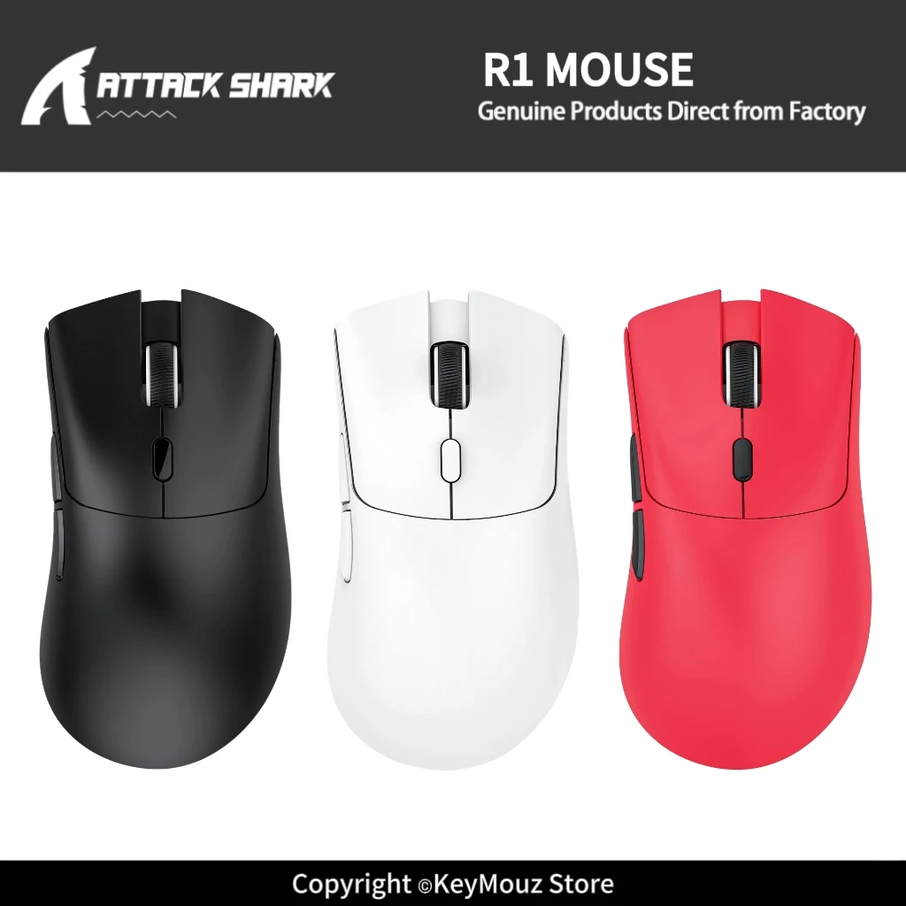 ATTACK SHARK R1 Tri-Mode Gaming Mouse 65H Battery 300mAh PAW3311 Sensor Macro Driver TTC Encoder for Office Windows