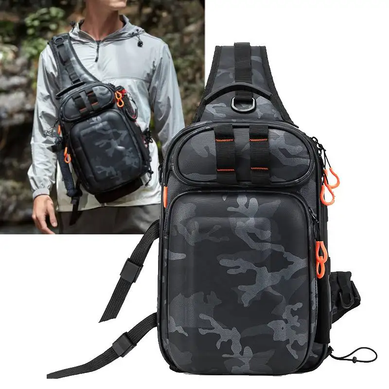 

Tactical Fishing Chest Bag with Rod Holder Molle Sports Pouch Outdoor Hiking Climbing Single Backpack Large Hunting Fanny Pack