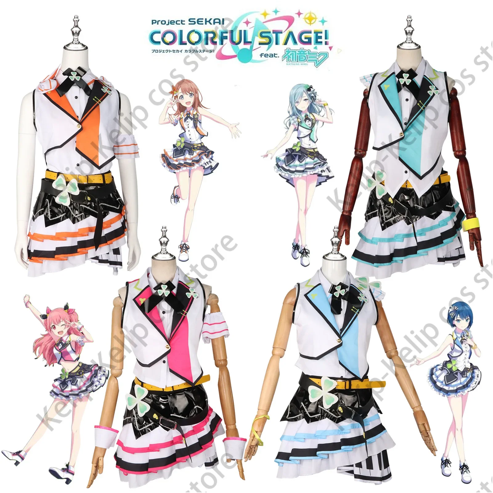 4 Color MORE JUMP Kiritani Haruka Hanasato Minori Momoi Airi Hinomori Shizuku Cosplay Anime Project Sekai Colorful Stage Costume