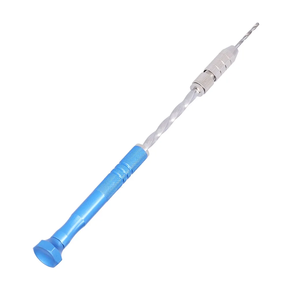 

Durable Blue Hand Drill Metal Knurled Grip Jewelry Carving Drill Slim Handle Mini Pin Vise Hand Drill