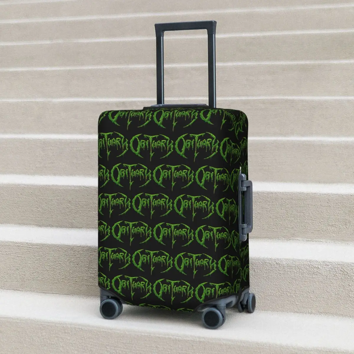 

Adult Obituary Band Logo Death Metal Trucker Suitcase Cover Protection Elastic Travel Luggage Protector Covers for 18-32 Inch