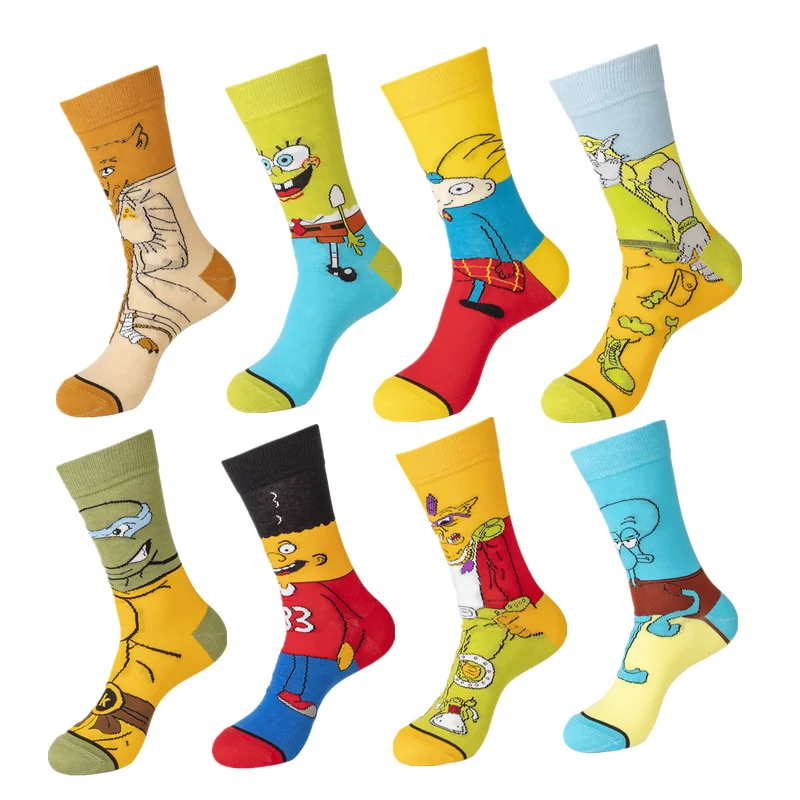 Funny Anime Cartoon Lovely Sponge Stockings Cospaly Comfortable High Quality Crew Socks Friend Cotton Sock Trend Personality