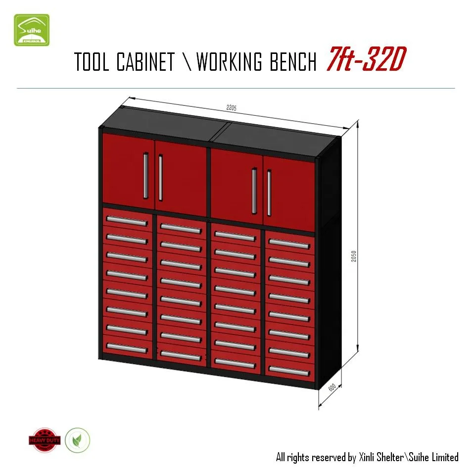 SUIHE-Banc de travail en acier inoxydable, coffre à outils avec tiroir, armoire à outils