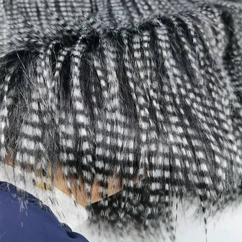 160X50cm Peacock Faux Fox Fur Jacquard Plush Faux 6cm Long Fur Hair Fabric Background Photo Props Garments Coat Collar Decor