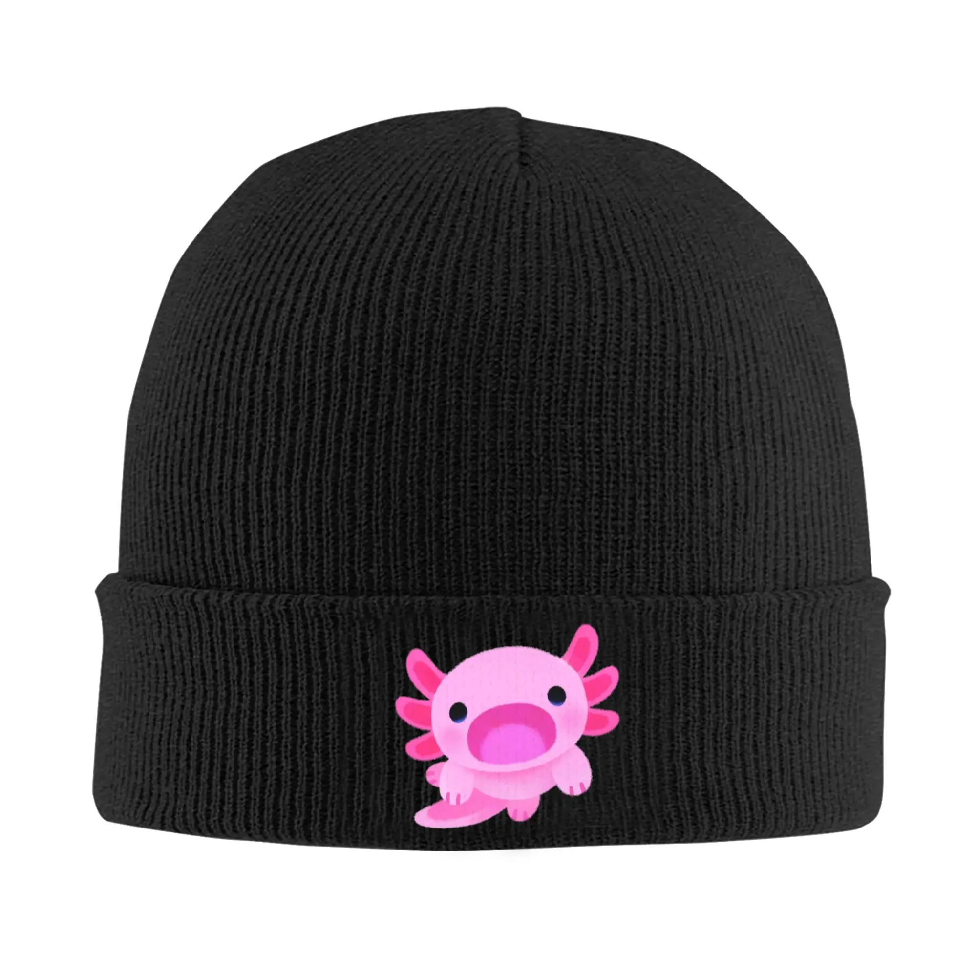 Men Women Happy axolotl Beanie Hats  Casual Knit Hat Winter Hippie Caps Design Thermal Elastic Bonnet Hats