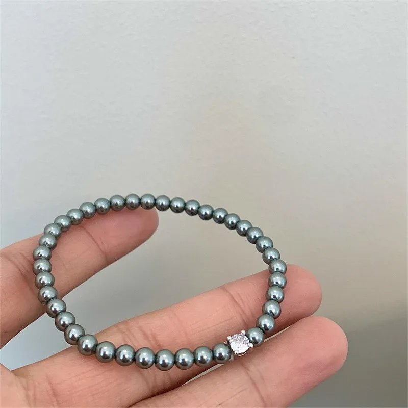 French Retro Single Zircon Pearl Bracelet for Women Simple Handmade Beaded New Elegant Luxury Jewelry Birthday Gifts for Female