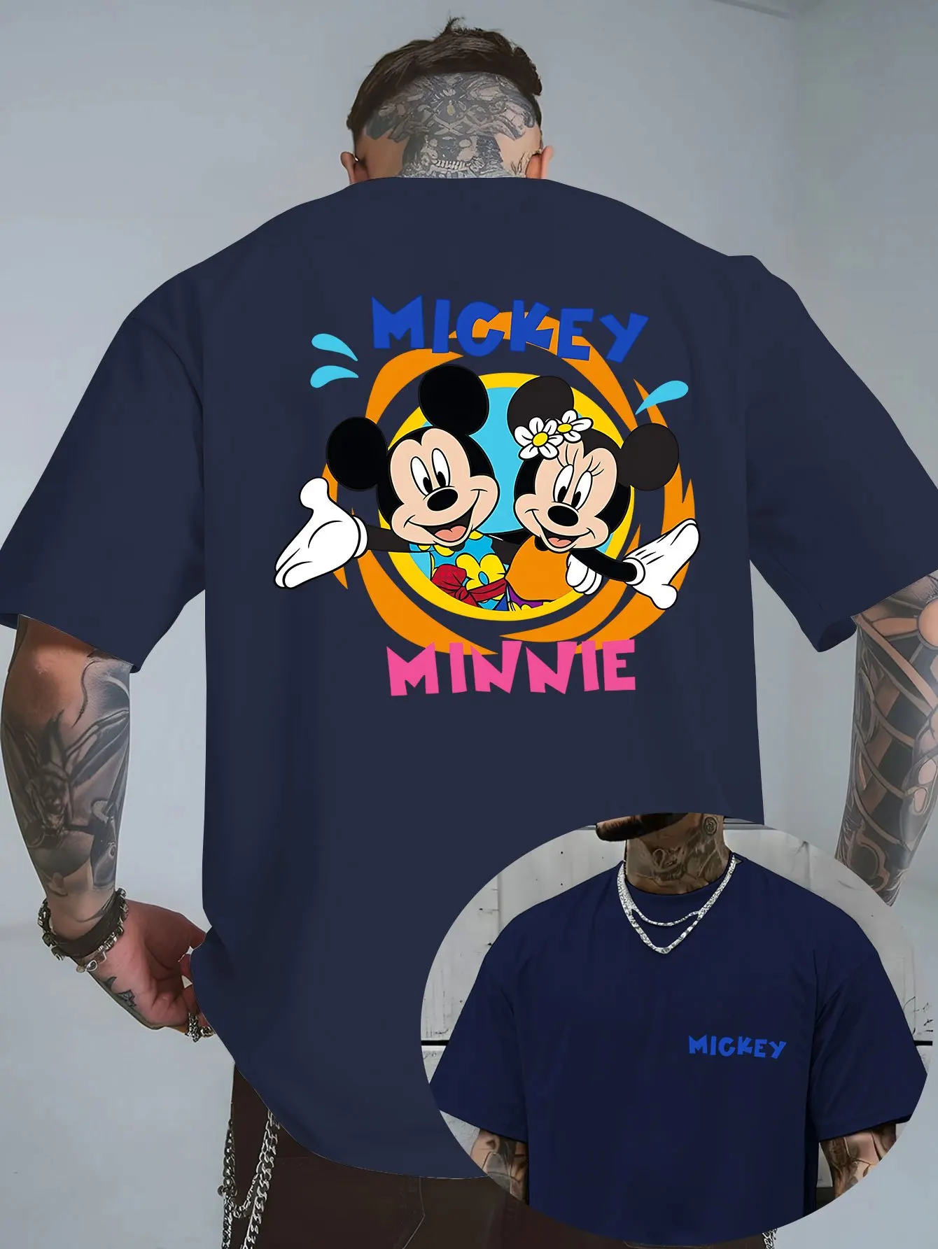 Disney Mickey Mouse T-Shirt Cotton Men's Women  Casual Trendy Oversized Streetwear Loose Short Sleeve Unisex Event Outfit