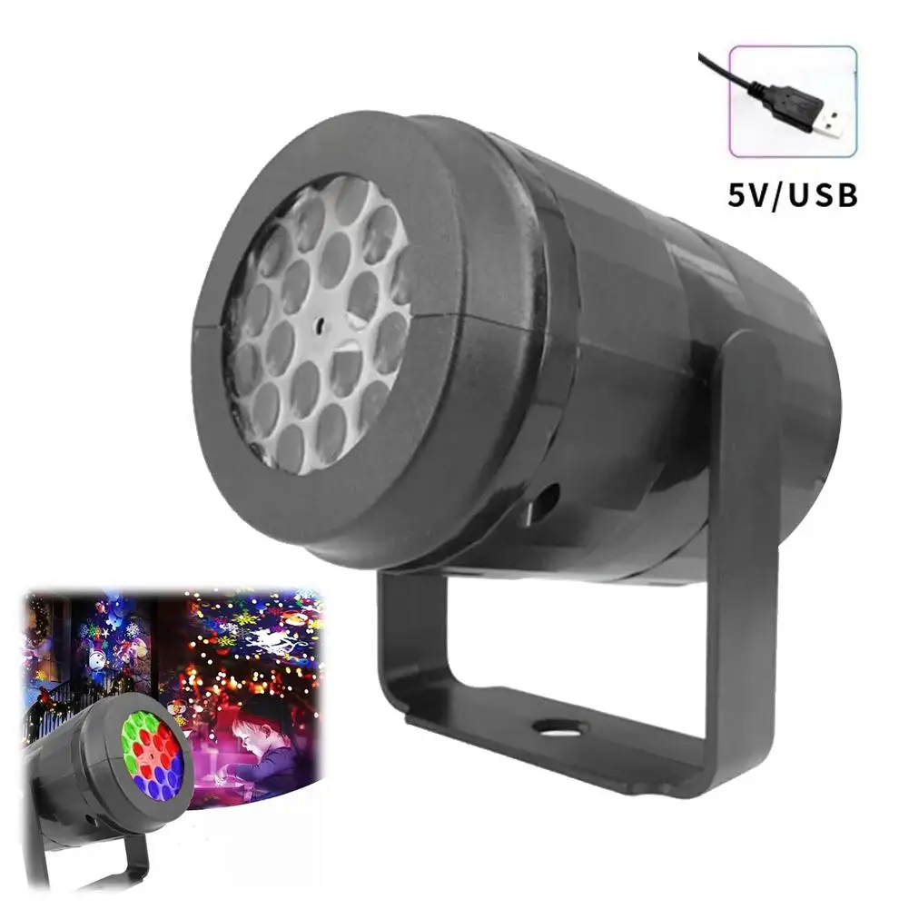 Holiday LED Projector Light USB Powered 4W RGB Rotating Pattern Night Light Adjustable Bracket Nightstand Lamp for Ceiling