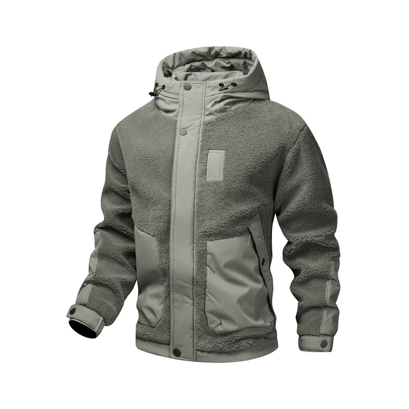 Men's Winter Warm Thickened zippered Trekking Fishing Casual Jacket  Fleece Outdoor Windproof Camping Hooded Coats Hiking Jacket