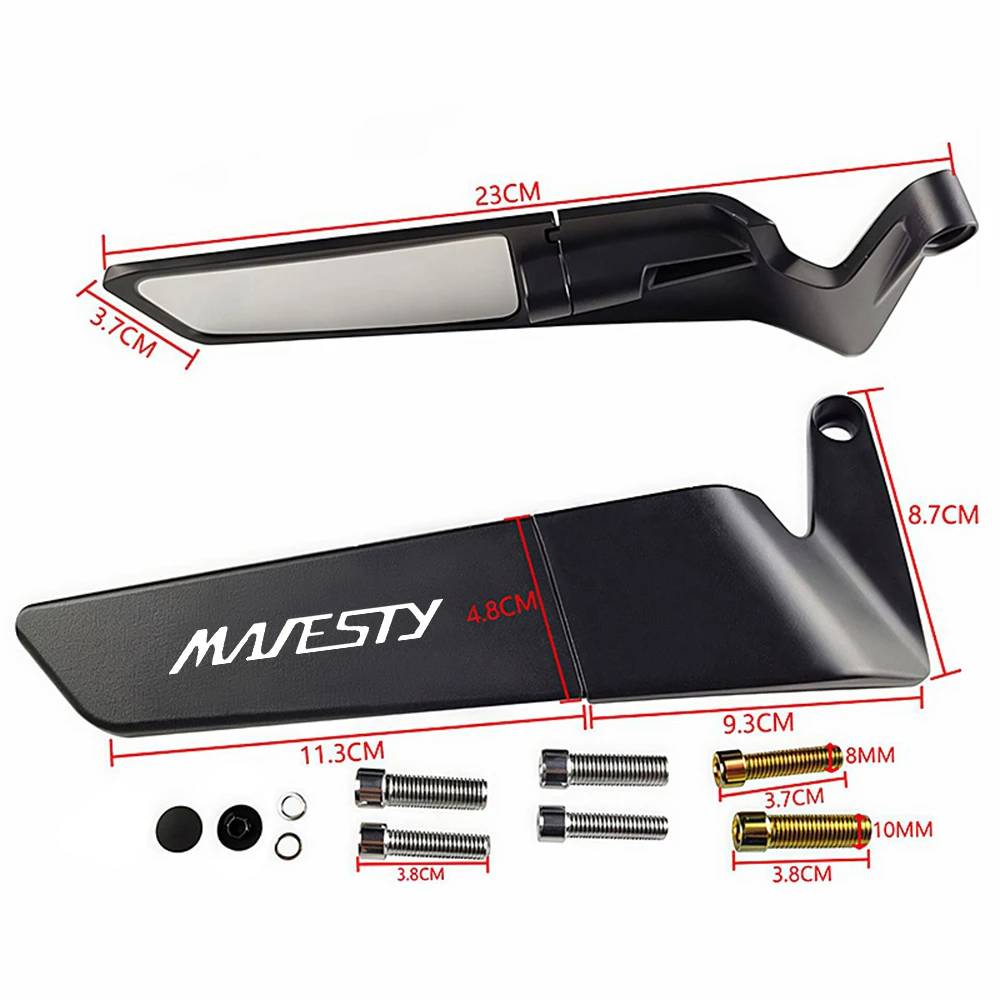 For Yamaha Majesty 125 250 400 Majesty400 Motorcycle Wind Wing Rearview Mirror Rotatable Aluminum Alloy Side Mirrors - view 5