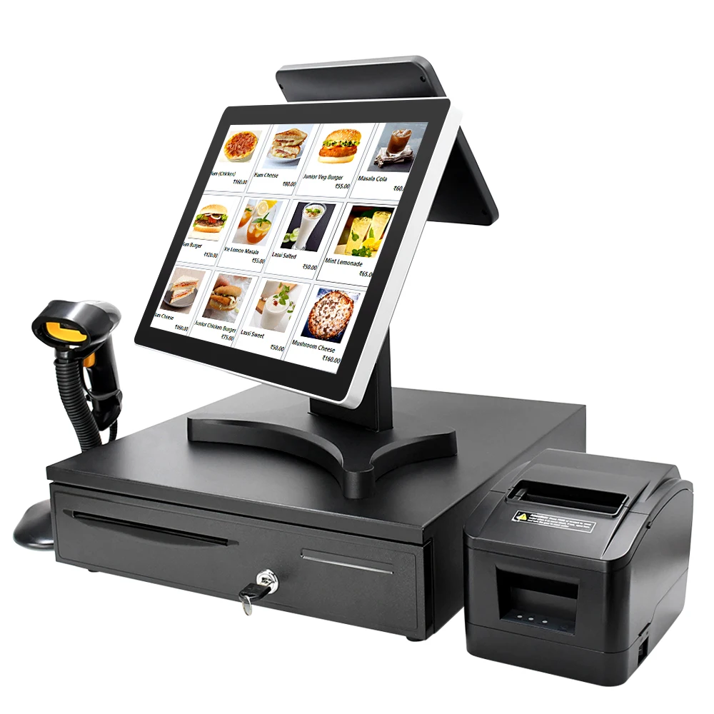 

15"+10" Dual Wifi Touch Screen Iron Shell All In One Panel Pc Cash Register Pos Terminal System For Shopping Pos Systems