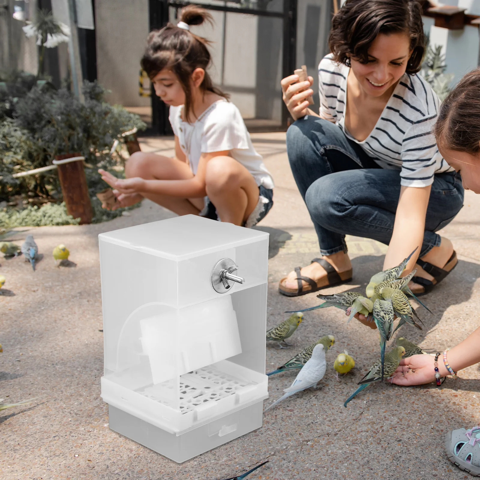 

Acrylic Bird Feeder Automatic Feeding Design Large Capacity For Parrot Food Box Pet Bird Supply Cage Accessory